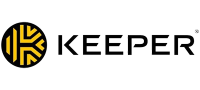 Logo with the word KEEPER in bold, stylized black font. To the left, a circular emblem showcases a yellow and black geometric pattern. The design subtly reflects efficiency, akin to streamline processes when you outsource accounts payable services. The background is white.